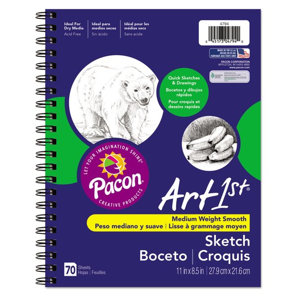 Pacon Sketch Diary, 11" x 8-1/2", White 4794
